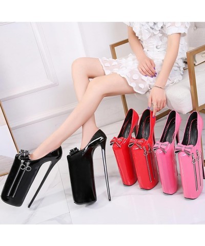 30CM High Heels, Nightclubs Party Pole Dance Sandals, Zipper Bow Stilettos, Wedding Dancing Shoes Black 41 $40.11 Sandals