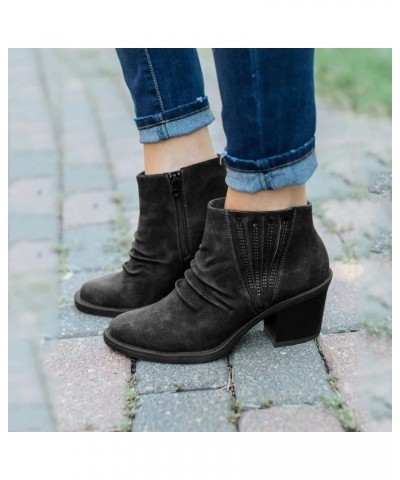 Heels Casual Fashion Roman Leather Short Boots Women's Shoes Women's Boots Shoes for Men Black $34.56 Boots