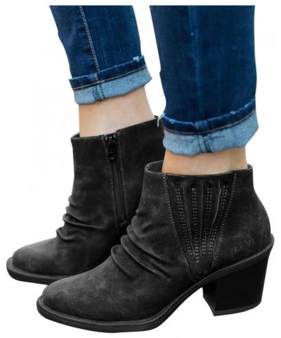 Heels Casual Fashion Roman Leather Short Boots Women's Shoes Women's Boots Shoes for Men Black $34.56 Boots