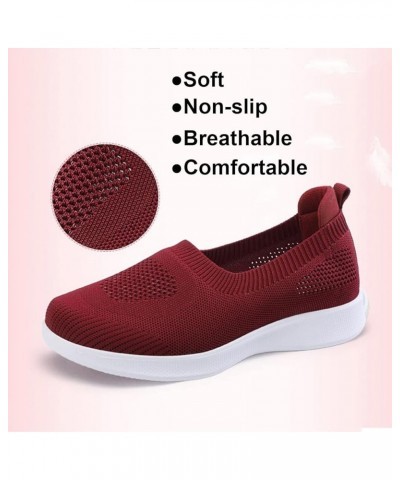 Slip On Breathe Mesh Walking Shoes Women Fashion Comfort Flat Loafers Wrap Shoes Red $10.56 Outdoor Shoes