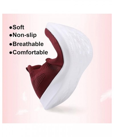 Slip On Breathe Mesh Walking Shoes Women Fashion Comfort Flat Loafers Wrap Shoes Red $10.56 Outdoor Shoes