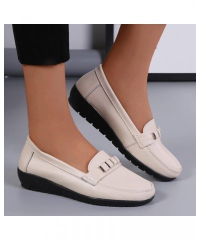 Shoes for Women Casual, Womens Low Wedge Sandals Solid Color Comfortable Shoes Closed Toes Soft Shoes Beige $15.57 Sandals