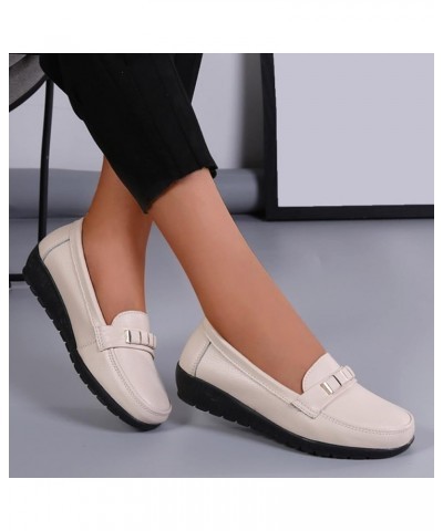 Shoes for Women Casual, Womens Low Wedge Sandals Solid Color Comfortable Shoes Closed Toes Soft Shoes Beige $15.57 Sandals