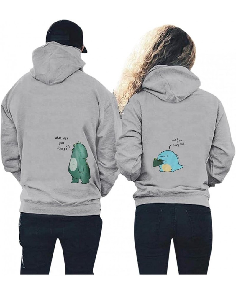 Couple Matching Outfits Oversized Hoodie Pullover for Lovers Newlywed Tracksuit Cute Couple Gifts Men Gray $16.01 Athletic Shoes