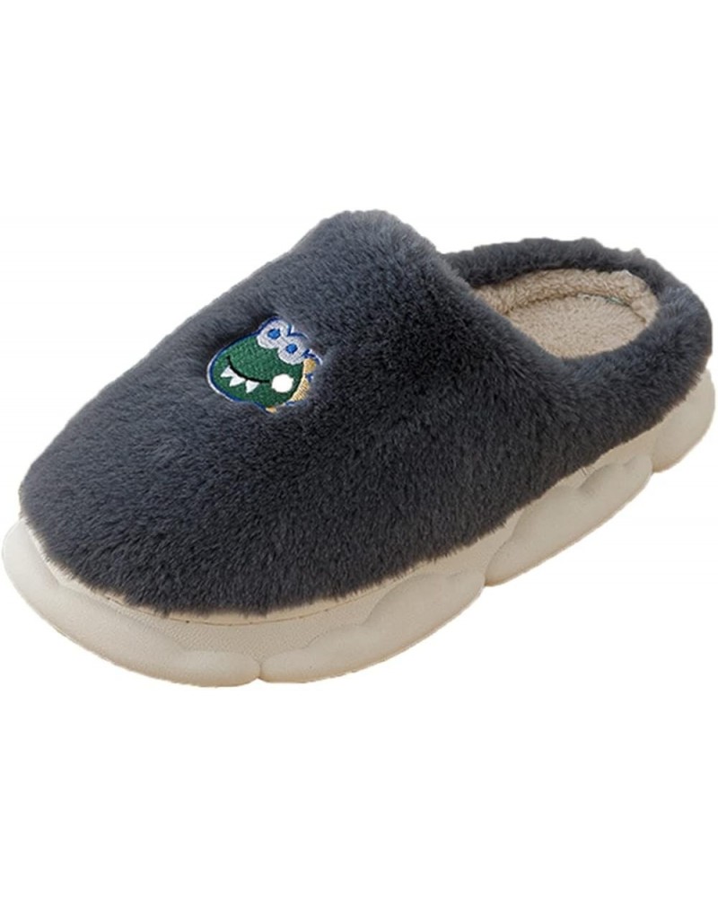 Men & Womens Slippers Fahsion Couple Winter Lightweight Home Thick Bottom Cotton Shoes Exquisite Furry Lined Moccasins E-grey...