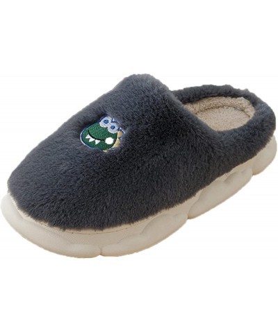 Men & Womens Slippers Fahsion Couple Winter Lightweight Home Thick Bottom Cotton Shoes Exquisite Furry Lined Moccasins E-grey...