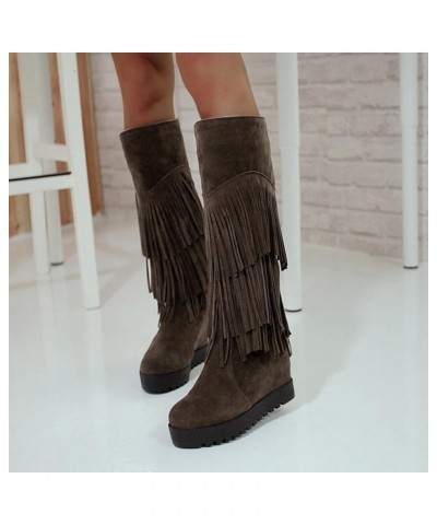 Cowboy Boots for Women White Combat Boots for Women Waterproof Ankle Boots Womens Snow Boots With Lined Brown $32.79 Boots