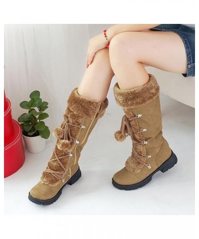 Heels Snow Retro Round Zipper Toe Booties Hairball Shoes High Warm Keep Women Middle Winter Women Boots Snow Brown $27.33 Out...