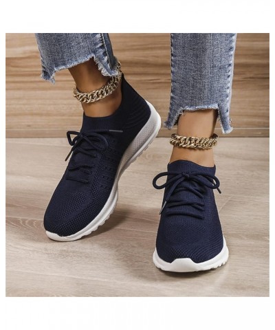 Sneakers for Women Walking Shoes Comfortable Walking Running Shoes Athletic Non Slip Tennis Fashion Sneaker S5-navy $7.60 Ath...