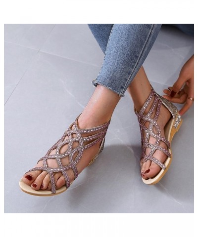 Sandals Women Dressy Summer Flat Girls' Flats Women Flip Flops Slides For Women Workout Step Platform Wedge Brown Leath J-gol...