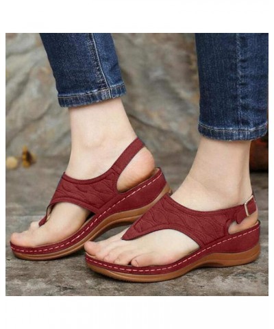 Womens Sandals Wedge Platform Sandals Lightweight Open Toe Hollow Out Slip On Flats Anti Slip Slipper Comfort Sandal Red $15....