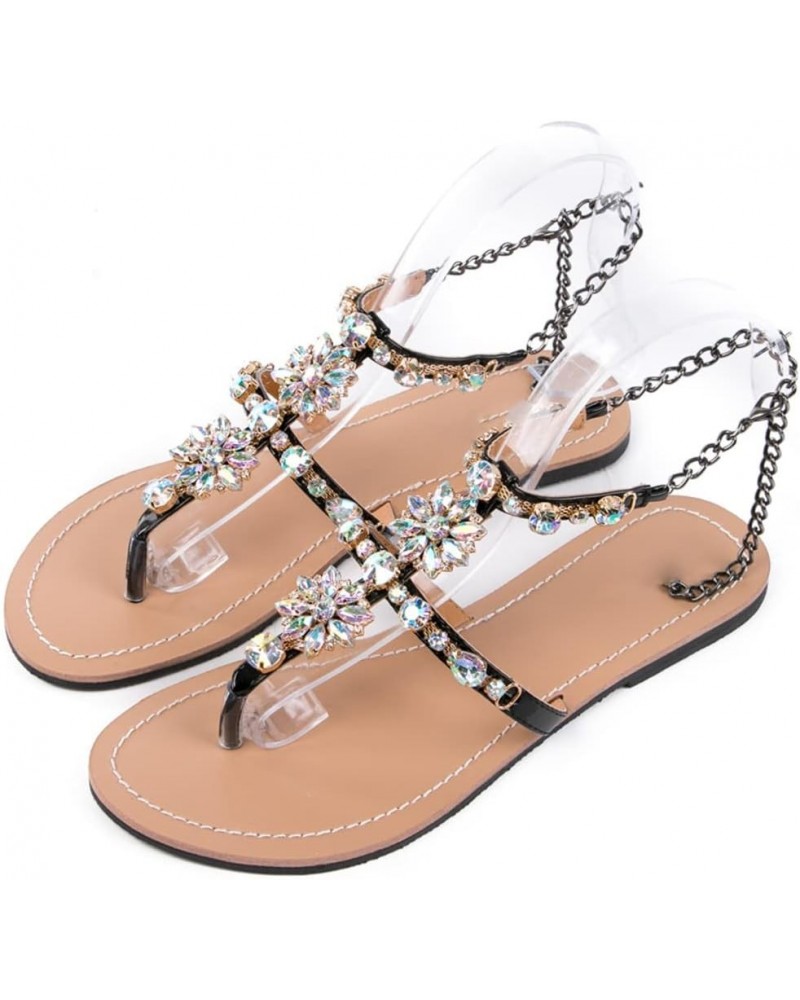 Summer Women Fashion Diamond Sandals Beach Shoes Femal T-Strap Thong Flip Flops Slippers Plus Size 9.5 Transparent $20.46 San...