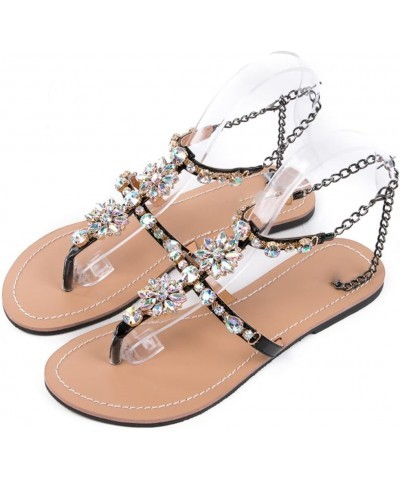 Summer Women Fashion Diamond Sandals Beach Shoes Femal T-Strap Thong Flip Flops Slippers Plus Size 9.5 Transparent $20.46 San...