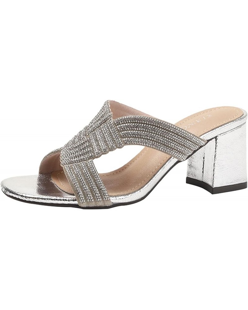 Flip Flop Women Dressy Sparkly Sandals For Women Slides Dress Flats For Women Sandals Women Beach Vacation Fl B-silver $12.99...