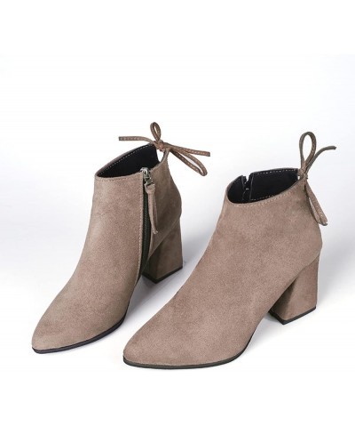 Womens Block Heel Faux Suede Ankle Bootie Casual Side Zipper Pointed Toe for Comfy Chelsea Boots Shoes for Office Brown $29.5...