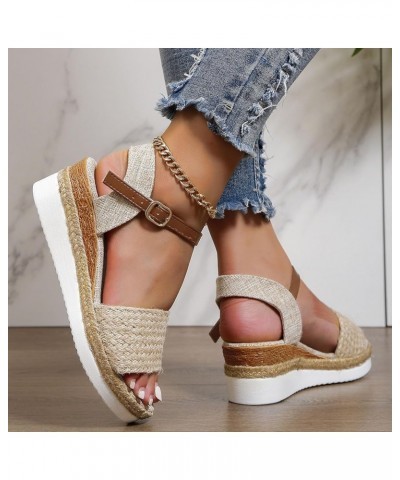 Ankle Strap Heels for Women Cross Strappy Chunky Block Heels Wedges Sandals Slides Open Toe Rhinestones Shoes 123-zoxro-i-kha...