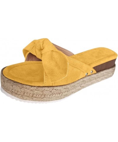 Sandal Women Wedge Platform Sandals Gladiator Flip Flops Bohemian Buckle Strappy Zip Up Flat Comfort Sandals LS7 Yellow $11.3...