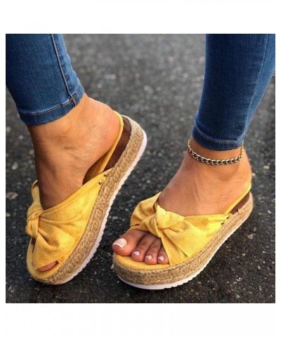 Sandal Women Wedge Platform Sandals Gladiator Flip Flops Bohemian Buckle Strappy Zip Up Flat Comfort Sandals LS7 Yellow $11.3...