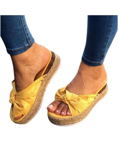 Sandal Women Wedge Platform Sandals Gladiator Flip Flops Bohemian Buckle Strappy Zip Up Flat Comfort Sandals LS7 Yellow $11.3...