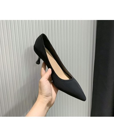 Women Formal Occasions Evening Heels Pointed Toe Leather Office Pumps Stiletto Shoes Dressy Slip Ons Blacks2 $31.10 Pumps