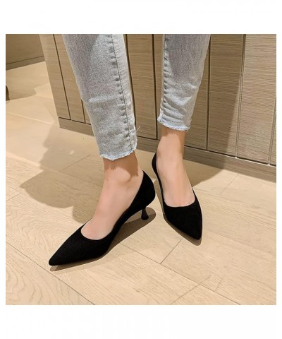 Women Formal Occasions Evening Heels Pointed Toe Leather Office Pumps Stiletto Shoes Dressy Slip Ons Blacks2 $31.10 Pumps