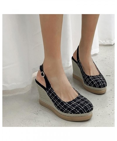 Women's Summer Round Toe Buckle Wedges Heels Sandals Breathable Student Platform Pump Wedges for Women Beige $39.09 Sandals