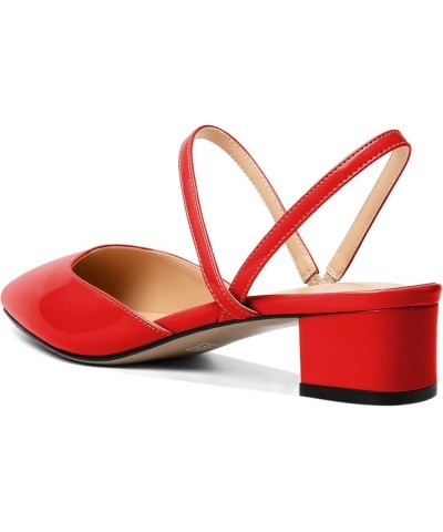 Women's Slingback Block Heels Pointed Toe Low Chunky Heel Sandals Elastic Ankle Strap Formal Party Dress Pumps Shoes Red $30....