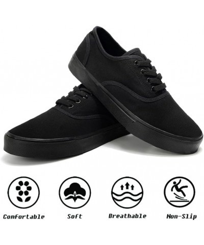 Canvas Shoes for Women Men Fashion Low Top Sneaker Casual Tennis Shoes Lace-Up Comfortable Classic Canvas Shoes Full Black $1...