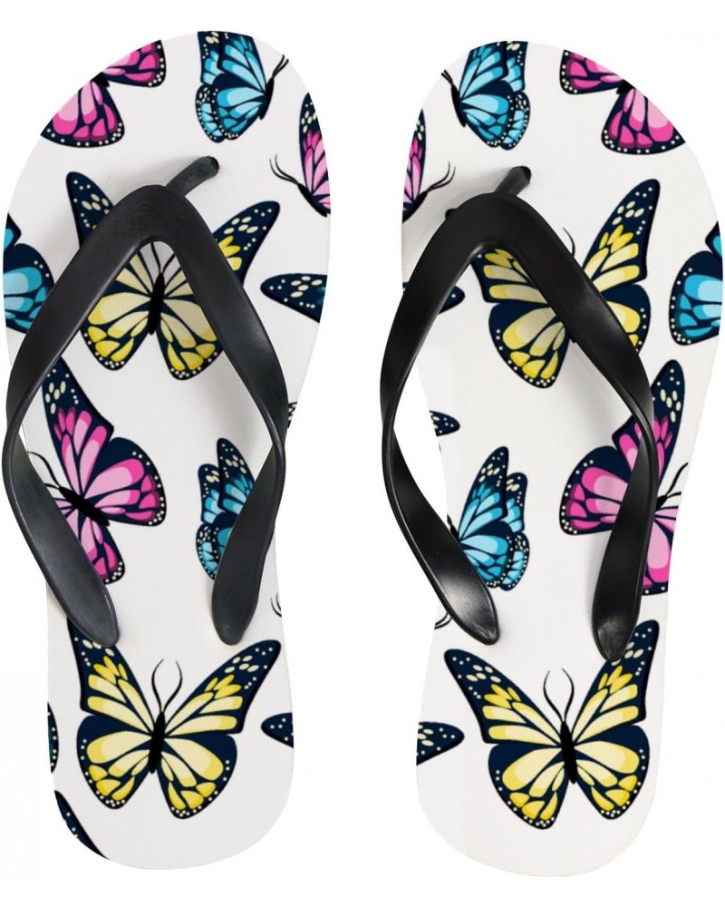 Slim Flip Flops for Women Fly Butterflies Yoga Mat Thong Sandals Casual Slippers $13.44 Sandals