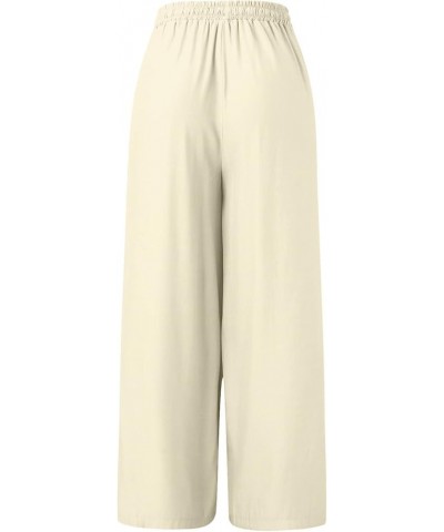 Tall Sweatpants Women Loose Elastic Waist Beach Leg Palazzo Pants Trousers with Pockets Womens Casual Pants 3X Beige- Pants f...