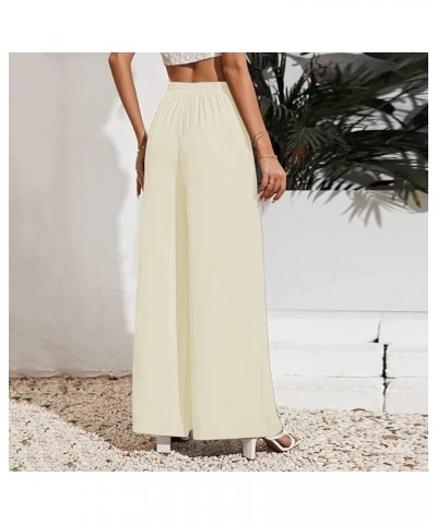 Tall Sweatpants Women Loose Elastic Waist Beach Leg Palazzo Pants Trousers with Pockets Womens Casual Pants 3X Beige- Pants f...