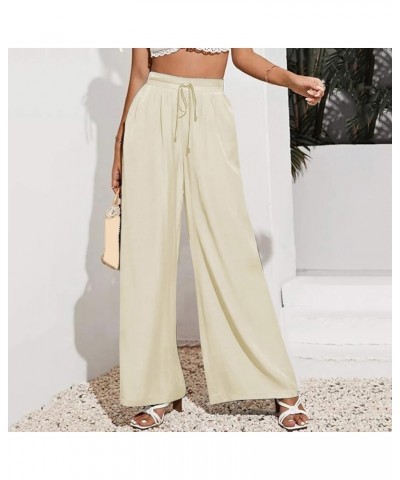 Tall Sweatpants Women Loose Elastic Waist Beach Leg Palazzo Pants Trousers with Pockets Womens Casual Pants 3X Beige- Pants f...