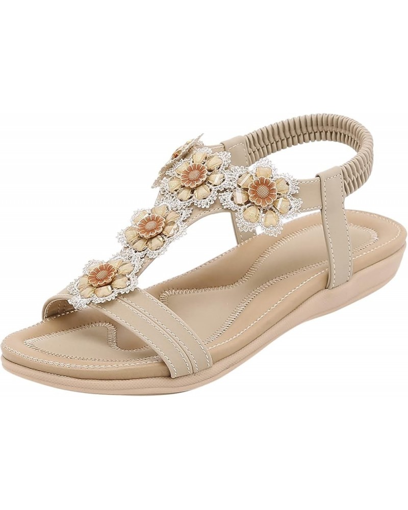 womens dressy sandals bling sandals for women summer sandals womens sandals size 7 beach wedding sandals Z 03-beige $13.10 Sa...