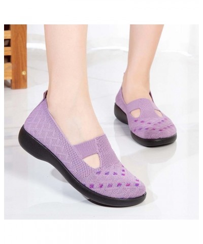 Slip On Breathe Lace Flower Walking Shoes Women Sneakers Comfort Wedge Platform Loafers Slip ons Gift for Women Z 13-purple $...