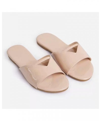 Summer Fashion Womens Flat Slippers Casual Folded Leather Bohemian Slip-on Sandals Comfortable Open Toe Solid Color Roman Bea...