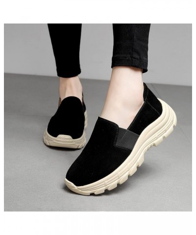 Women Durable Platform Slip on Loafers Casual Walking Wedge Pumps Shoes Breathable Low Heel Moccasins Black $27.77 Loafers & ...