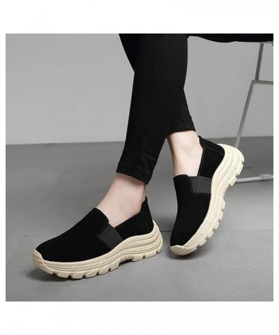 Women Durable Platform Slip on Loafers Casual Walking Wedge Pumps Shoes Breathable Low Heel Moccasins Black $27.77 Loafers & ...