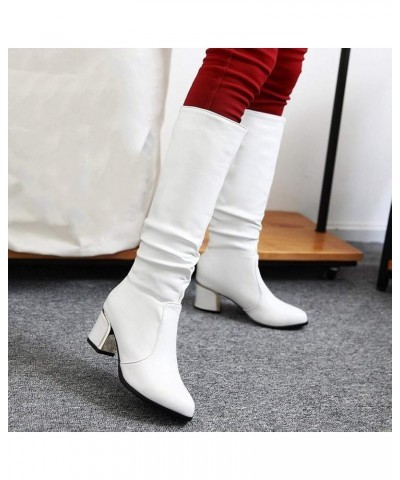 Knee High Boots Flat Women Knee High White Boots Lace Up Platform Dark Brown Mid Calf Cowgirl Boots for Women Black Mid Calf ...