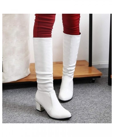 Knee High Boots Flat Women Knee High White Boots Lace Up Platform Dark Brown Mid Calf Cowgirl Boots for Women Black Mid Calf ...