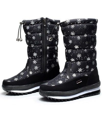 Women's Fashion Platform Snow Boots Plus Fleece Side Zipper Mid Cotton Boots Womens Extra Wide Calf Boots Dark Gray $26.44 Boots