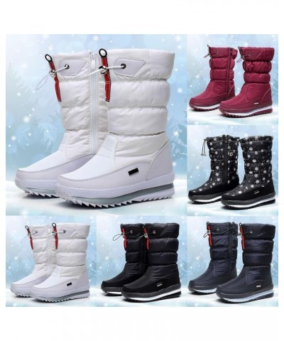 Women's Fashion Platform Snow Boots Plus Fleece Side Zipper Mid Cotton Boots Womens Extra Wide Calf Boots Dark Gray $26.44 Boots