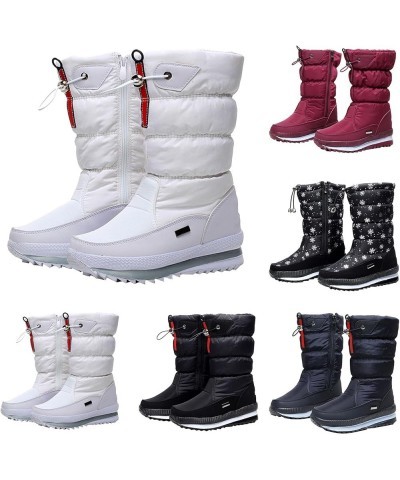 Women's Fashion Platform Snow Boots Plus Fleece Side Zipper Mid Cotton Boots Womens Extra Wide Calf Boots Dark Gray $26.44 Boots