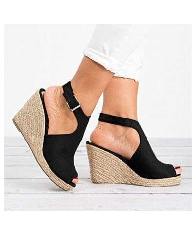 Sandals for Women Casual Summer Peep Toe Platforms Slip on Ankle Strap Wedges Sandals Casual Buckle Slingback Ladies Roman Sh...