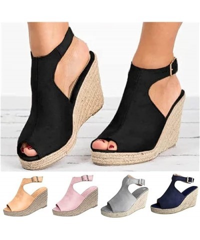 Sandals for Women Casual Summer Peep Toe Platforms Slip on Ankle Strap Wedges Sandals Casual Buckle Slingback Ladies Roman Sh...