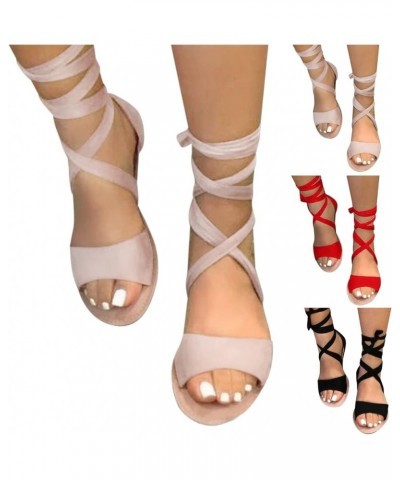 Strappy Wedge Sandals Women'S Walking Sandals Womens Sandals Comfortable Sandals White Strappy Low Heel Sanda Red 10 $20.08 S...