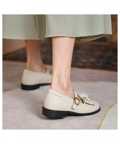 Classic Lolita Shoes with Bow Women Flat Mary Janes 048 Beige $26.94 Pumps