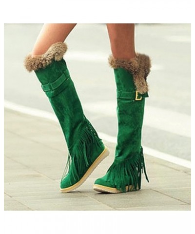 Women's Chelsea Ankle Boots Closed Toe Stacked Heel Booties Shoes Womens Snow Winter Boots Green $34.85 Boots