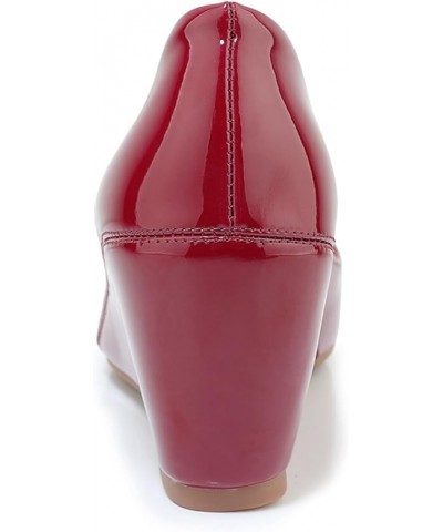 Women Pointed Toe Elegant Wedge Heel Bow Pumps Claret 6 $34.79 Pumps