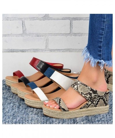 Summer Sandals for Women, Sandals Women Dressy Espadrille Wedge Platform Sandals Slip On Open Toe Sandals Shoes Red $15.99 Ou...