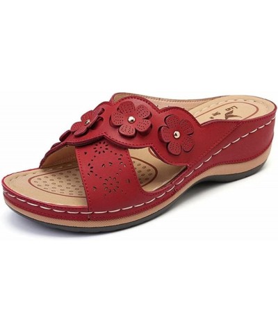 Women's Sandals Wedges Slippers for Women Slippers Fashion Ladies Casual Outdoor Slippers Beach Beach Dressy Comfort Red $12....